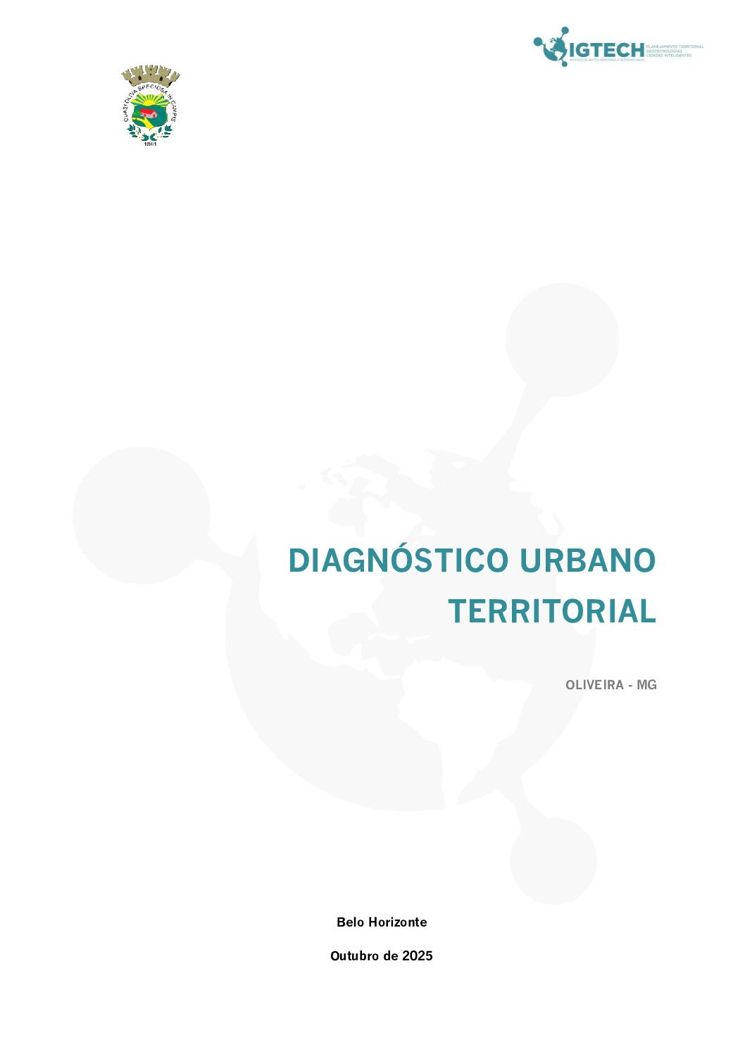 Capa do Diagnóstico Urbano Territorial de Oliveira